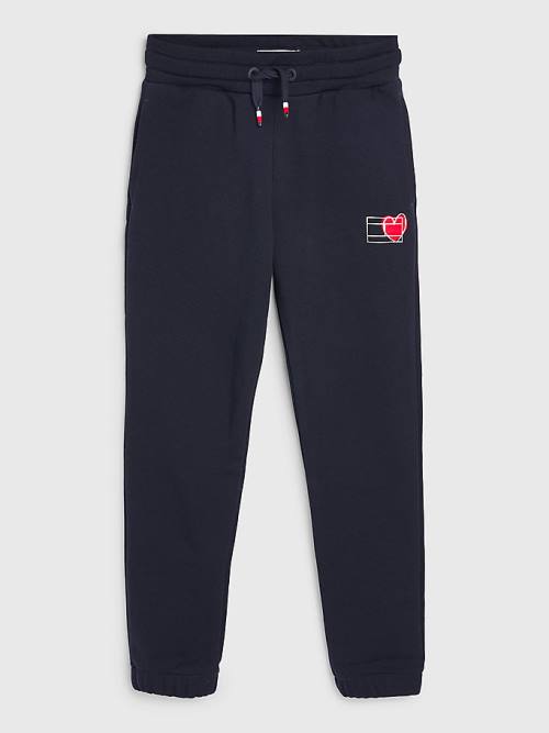 Tommy Hilfiger Valentines Heart Print Terry Joggers Nadrág Lány Kék | TH703DZX