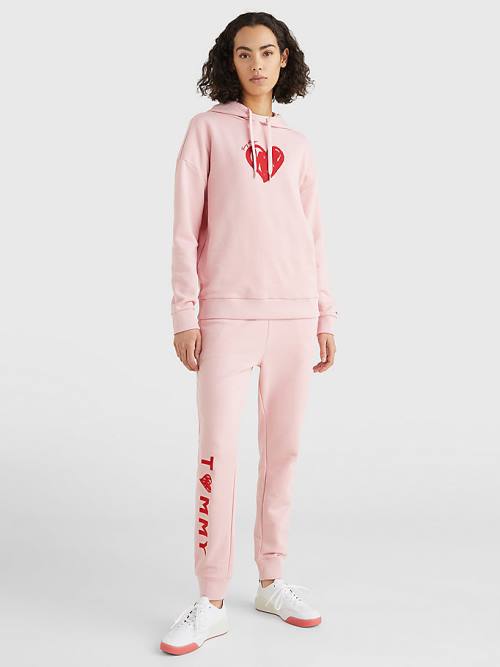 Tommy Hilfiger Valentines Heart Print Terry Joggers Nadrág Női Rózsaszín | TH943ABK