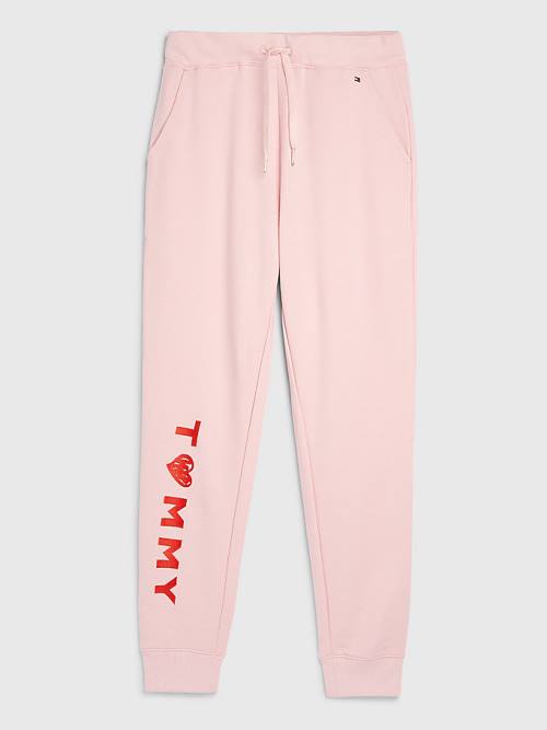 Tommy Hilfiger Valentines Heart Print Terry Joggers Nadrág Női Rózsaszín | TH943ABK