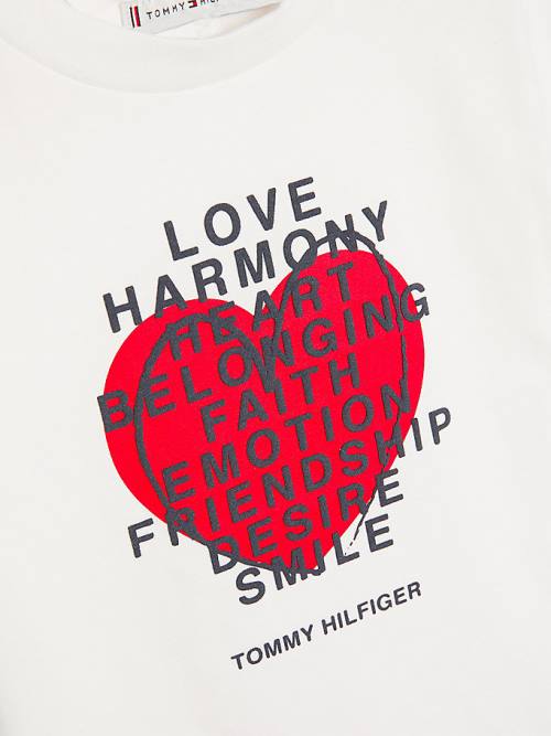 Tommy Hilfiger Valentines Heart Text Print Póló Fiú Fehér | TH527EYX