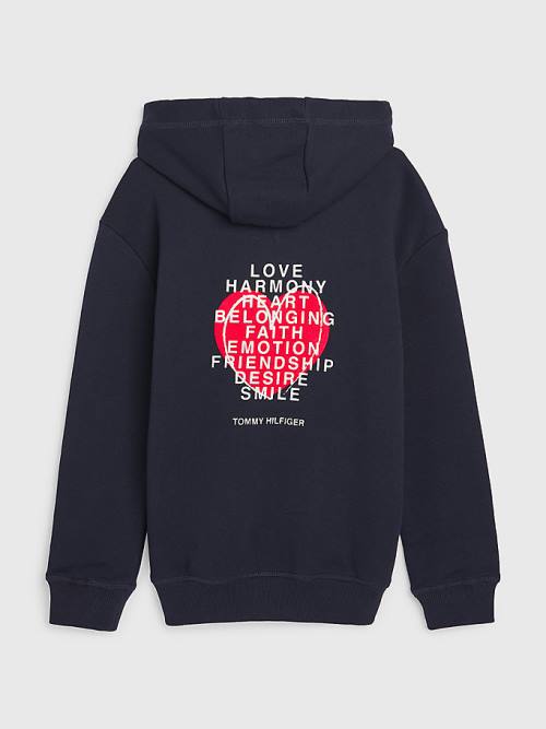 Tommy Hilfiger Valentines Print Kapucnis Pulóver Lány Kék | TH417RCK