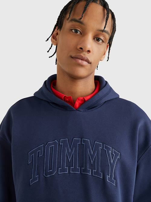 Tommy Hilfiger Varsity Logo Kapucnis Pulóver Férfi Kék | TH970PJB