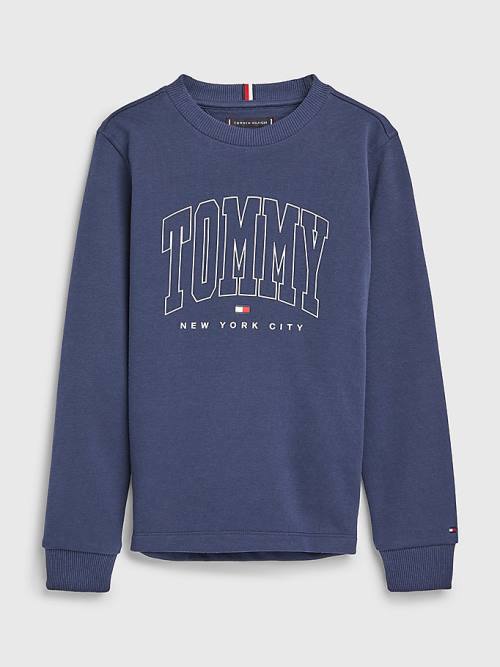 Tommy Hilfiger Varsity Logo Pulóver Fiú Kék | TH135AWE