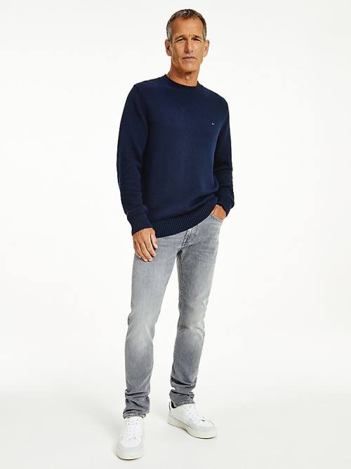 Tommy Hilfiger Vaskos Knit Crew Neck Jumper Pulóverek Férfi Kék | TH053WNB