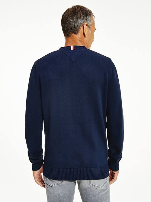 Tommy Hilfiger Vaskos Knit Crew Neck Jumper Pulóverek Férfi Kék | TH053WNB