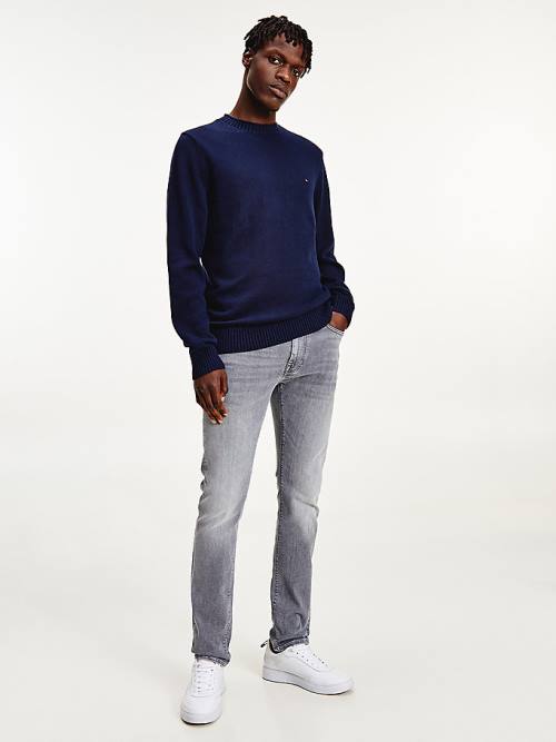 Tommy Hilfiger Vaskos Knit Crew Neck Jumper Pulóverek Férfi Kék | TH053WNB