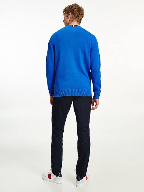 Tommy Hilfiger Vaskos Knit Crew Neck Jumper Pulóverek Férfi Kék | TH457BCV