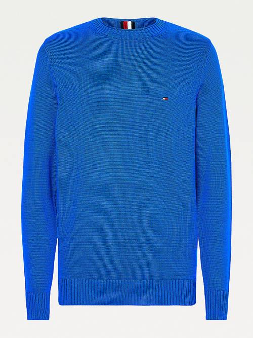 Tommy Hilfiger Vaskos Knit Crew Neck Jumper Pulóverek Férfi Kék | TH457BCV