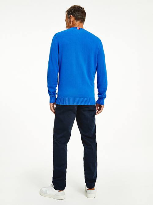 Tommy Hilfiger Vaskos Knit Crew Neck Jumper Pulóverek Férfi Kék | TH457BCV