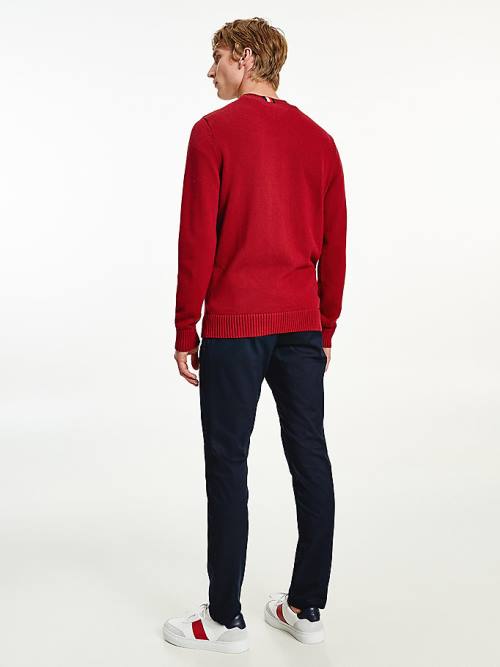 Tommy Hilfiger Vaskos Knit Crew Neck Jumper Pulóverek Férfi Piros | TH481TKI