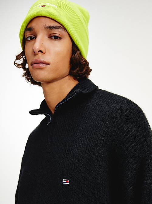 Tommy Hilfiger Vaskos Knit Half-Zip Jumper Pulóverek Férfi Fekete | TH710GNP