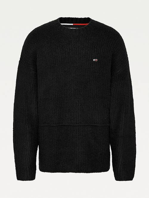 Tommy Hilfiger Vaskos Knit Jumper Pulóverek Férfi Fekete | TH823CAX