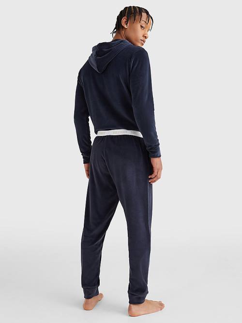 Tommy Hilfiger Velour Repeat Logo Joggers Pizsama Férfi Kék | TH942XPQ