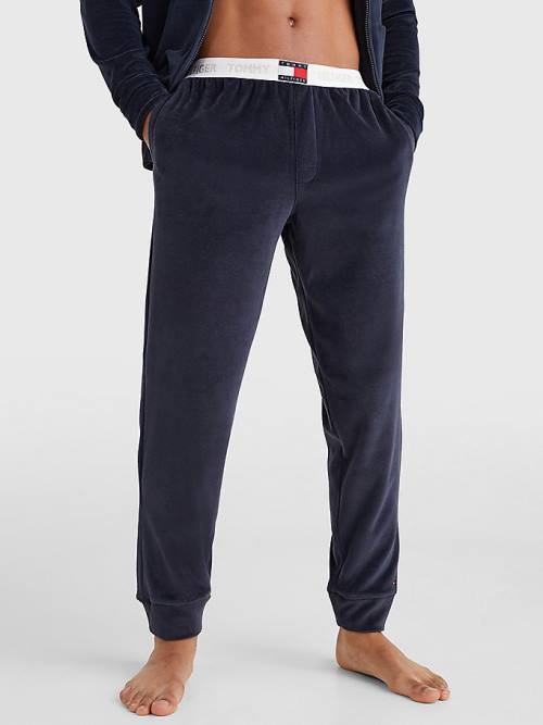 Tommy Hilfiger Velour Repeat Logo Joggers Pizsama Férfi Kék | TH942XPQ