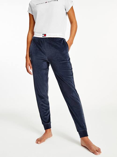 Tommy Hilfiger Velour Repeat Logo Waistband Joggers Nadrág Női Kék | TH317FUY