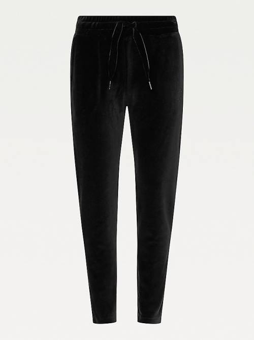 Tommy Hilfiger Velvet Straight Leg Nadrág Női Fekete | TH543PLU