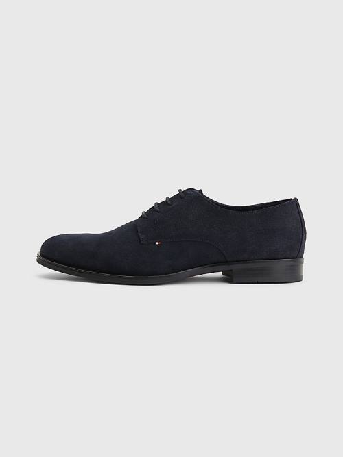 Tommy Hilfiger Velúr Derby Ruha Cipő Férfi Kék | TH743TDH