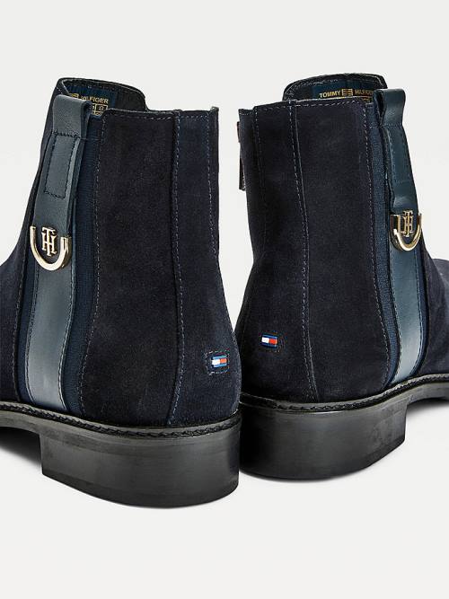 Tommy Hilfiger Velúr Monogram Ankle Bakancs Női Kék | TH529IUX