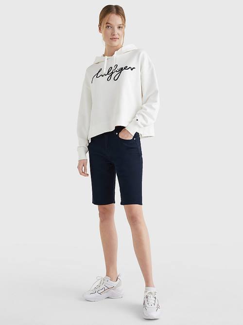 Tommy Hilfiger Venice Slim White Denim Rövidnadrág Női Kék | TH154COS