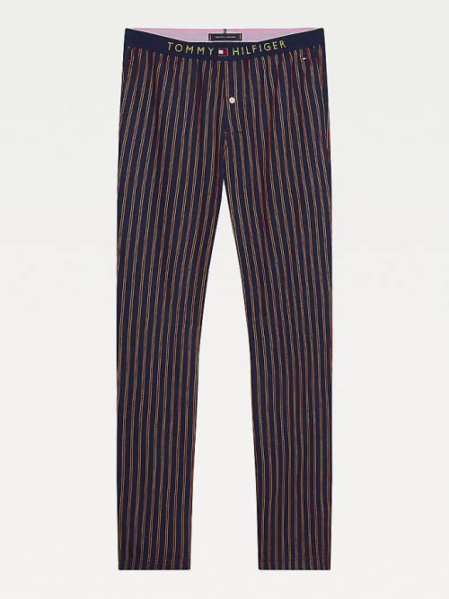 Tommy Hilfiger Vertical Stripe Trousers Pizsama Férfi Kék | TH693XRG