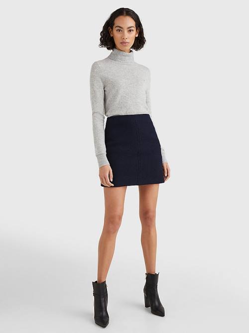 Tommy Hilfiger Virgin Wool Mini Szoknya Női Kék | TH182ZYS