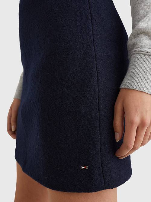 Tommy Hilfiger Virgin Wool Mini Szoknya Női Kék | TH182ZYS