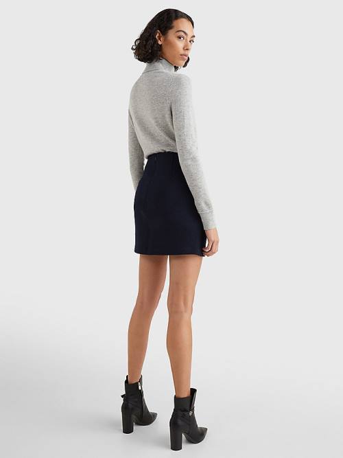 Tommy Hilfiger Virgin Wool Mini Szoknya Női Kék | TH182ZYS