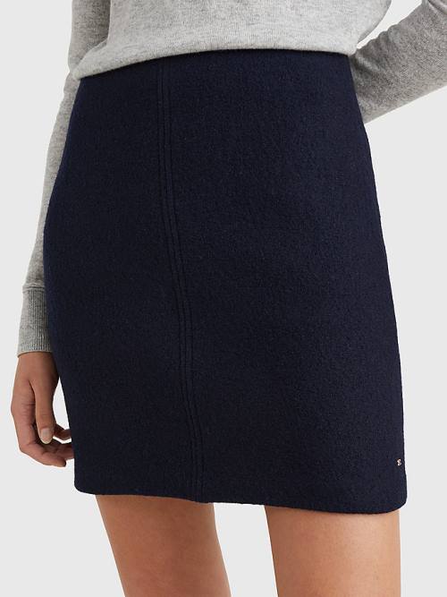 Tommy Hilfiger Virgin Wool Mini Szoknya Női Kék | TH182ZYS