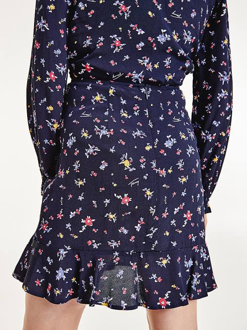 Tommy Hilfiger Viscose Floral Print Mini Szoknya Női Fekete | TH967UQZ