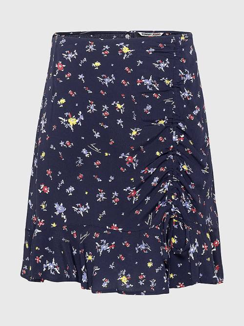 Tommy Hilfiger Viscose Floral Print Mini Szoknya Női Fekete | TH967UQZ