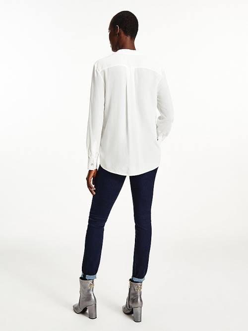 Tommy Hilfiger Viscose Long Sleeve Relaxed Fit Blúz Női Fehér | TH543POF