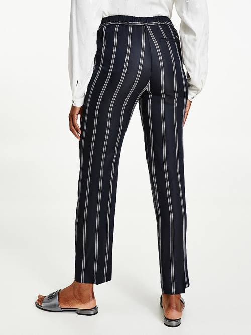 Tommy Hilfiger Viscose Stripe Tapered Nadrág Női Fekete | TH857EKO