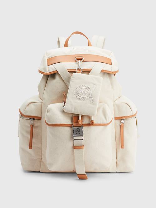 Tommy Hilfiger Vászon Crest Explorer Backpack Táska Férfi Bézs | TH765YVD