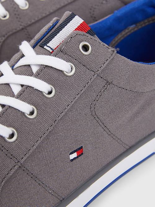 Tommy Hilfiger Vászon Csipke Up Tornacipő Férfi Szürke | TH265JEL