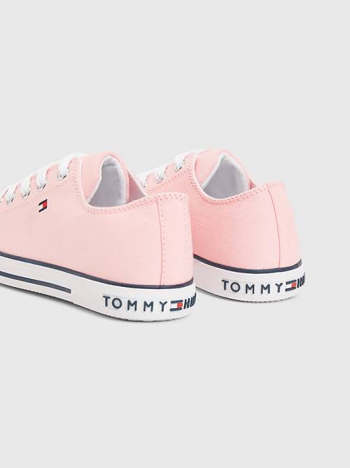 Tommy Hilfiger Vászon Low-Top Flag Tornacipő Lány Rózsaszín | TH246WXK