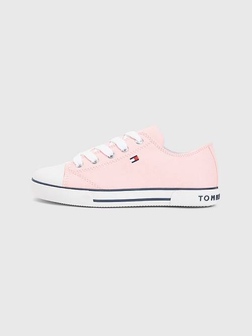 Tommy Hilfiger Vászon Low-Top Flag Tornacipő Lány Rózsaszín | TH246WXK