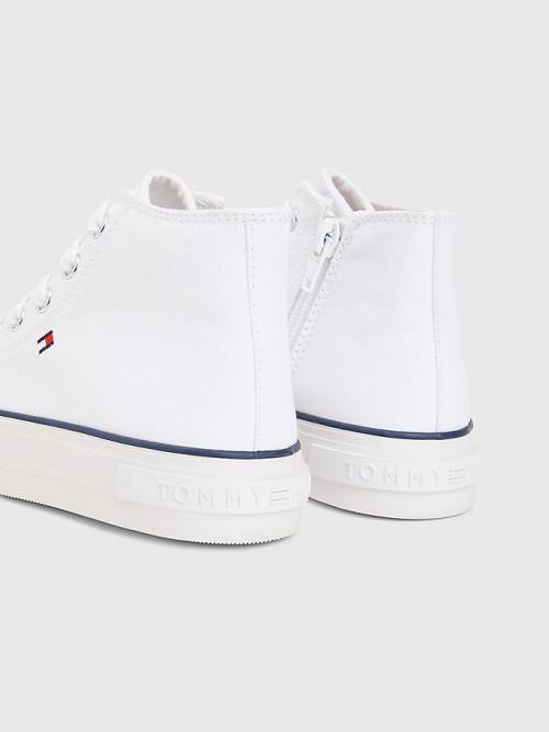 Tommy Hilfiger Vászon Vaskos High-Top Tornacipő Lány Fehér | TH193LEY