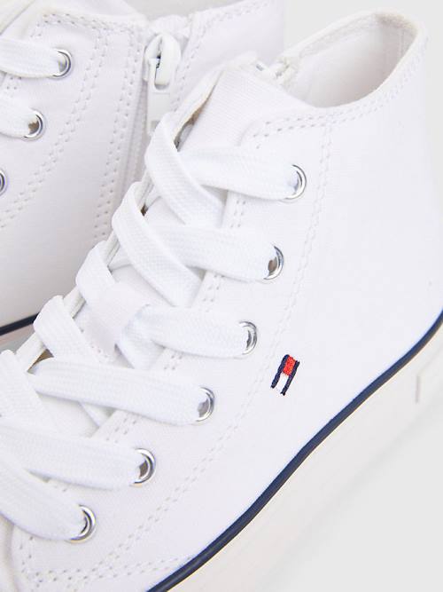 Tommy Hilfiger Vászon Vaskos High-Top Tornacipő Lány Fehér | TH193LEY