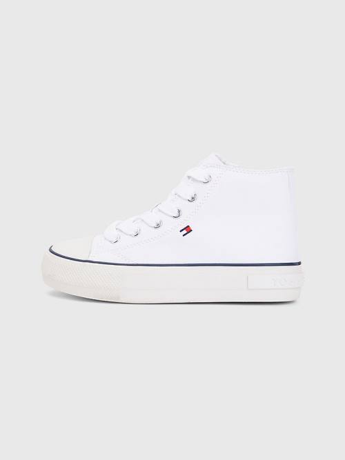 Tommy Hilfiger Vászon Vaskos High-Top Tornacipő Lány Fehér | TH193LEY