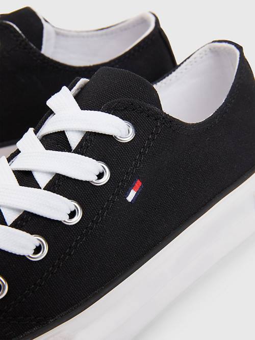 Tommy Hilfiger Vászon Vaskos Low-Top Tornacipő Lány Fekete | TH862GEZ