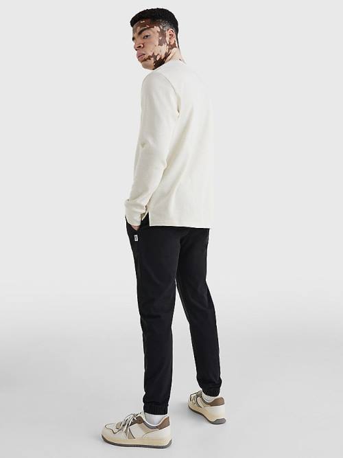 Tommy Hilfiger Waffle Crew Neck Long Sleeve Top Póló Férfi Fehér | TH846NTM