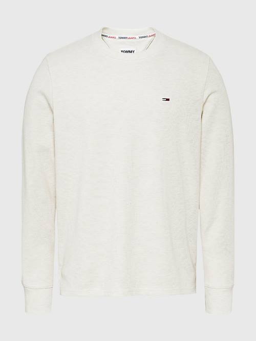 Tommy Hilfiger Waffle Crew Neck Long Sleeve Top Póló Férfi Fehér | TH846NTM