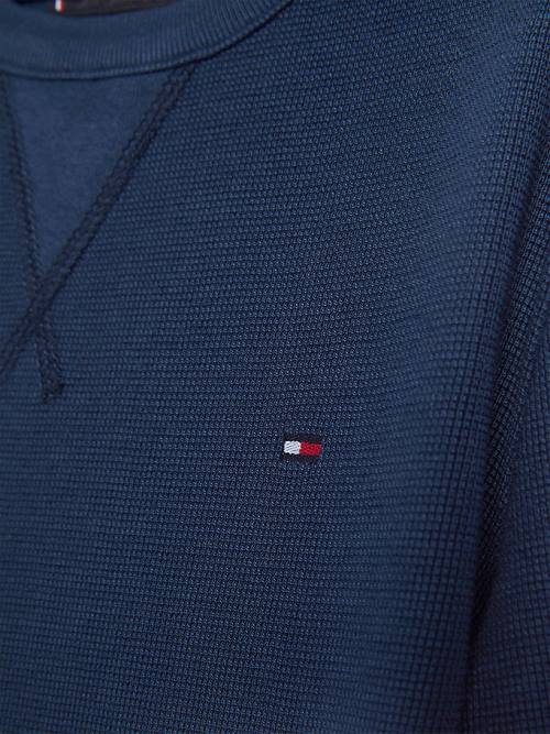 Tommy Hilfiger Waffle Long Sleeve Póló Fiú Kék | TH461KAW