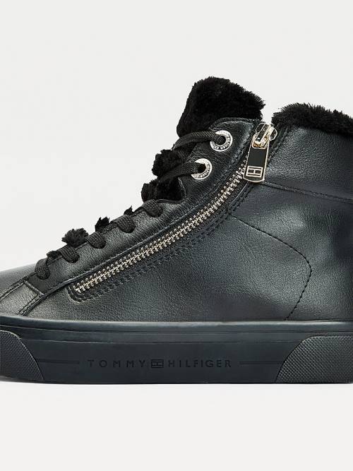 Tommy Hilfiger Warm Bélelt High-Top Vulcanised Tornacipő Női Fekete | TH524EPK