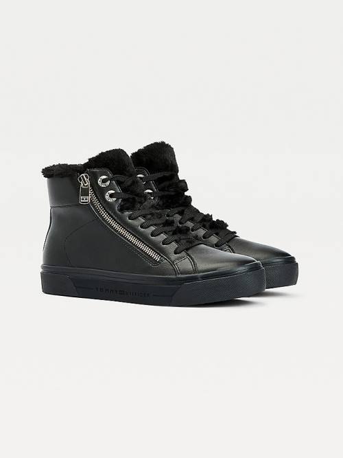 Tommy Hilfiger Warm Bélelt High-Top Vulcanised Tornacipő Női Fekete | TH524EPK