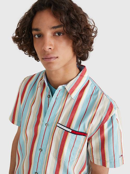 Tommy Hilfiger Washed Stripe Rövid Sleeve Ingek Férfi Kék | TH290RST