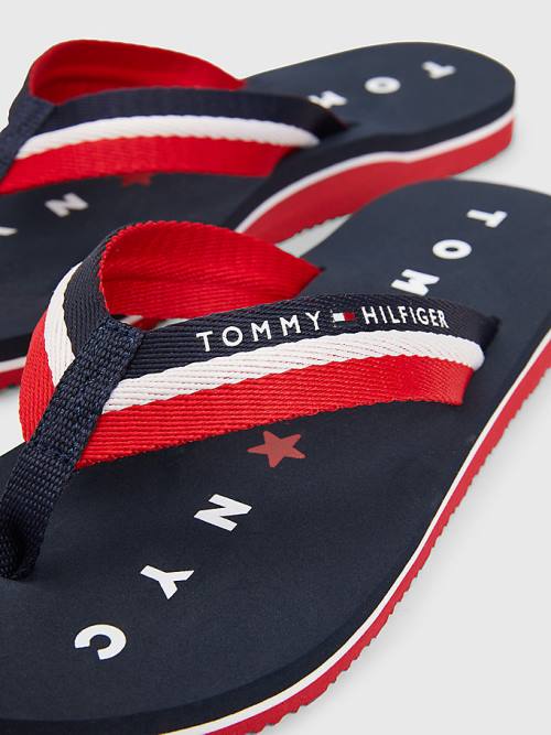 Tommy Hilfiger Webbing Beach Szandál Női Kék | TH026PDI