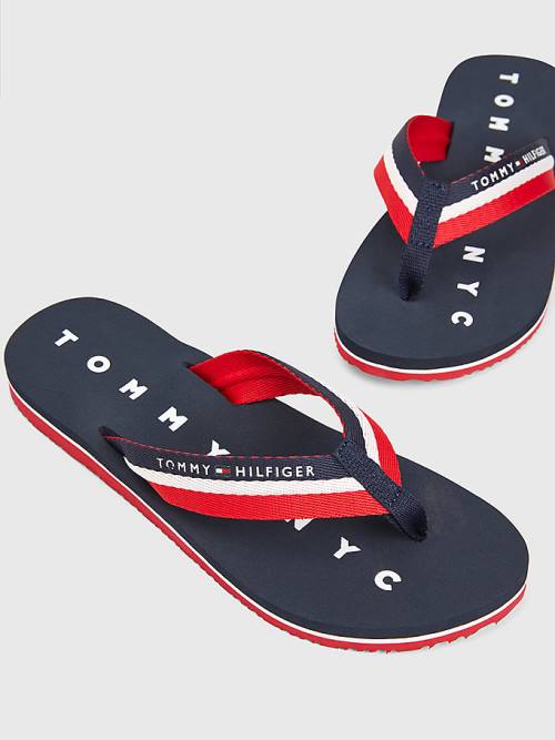 Tommy Hilfiger Webbing Beach Szandál Női Kék | TH026PDI