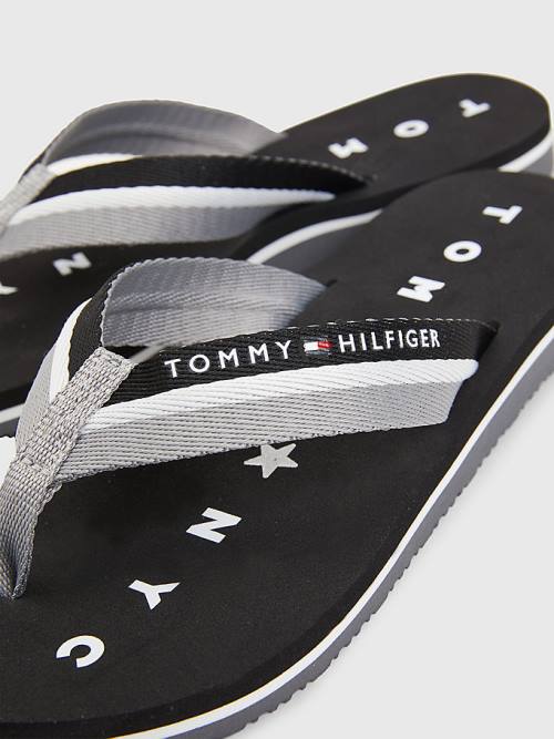 Tommy Hilfiger Webbing Beach Szandál Női Fekete | TH596OGJ