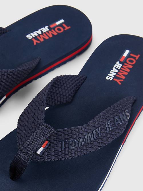 Tommy Hilfiger Webbing Pántos Flag Flip-Flops Szandál Női Kék | TH917SWR